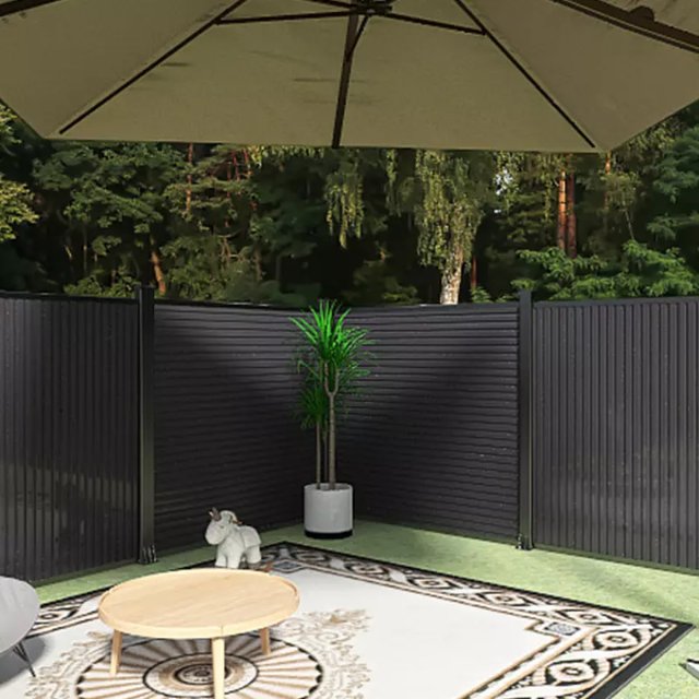 Valla de pared de listones Paneles de valla de WPC gris oscuro